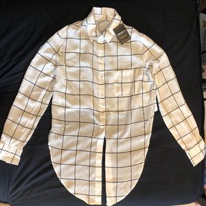 Woven white striped long sleeve blouse